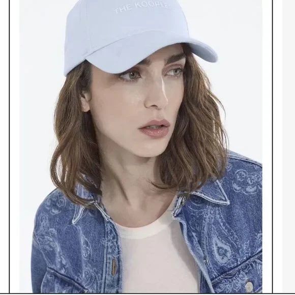 The Kooples Light Blue Logo Print Baseball cap hat NWT